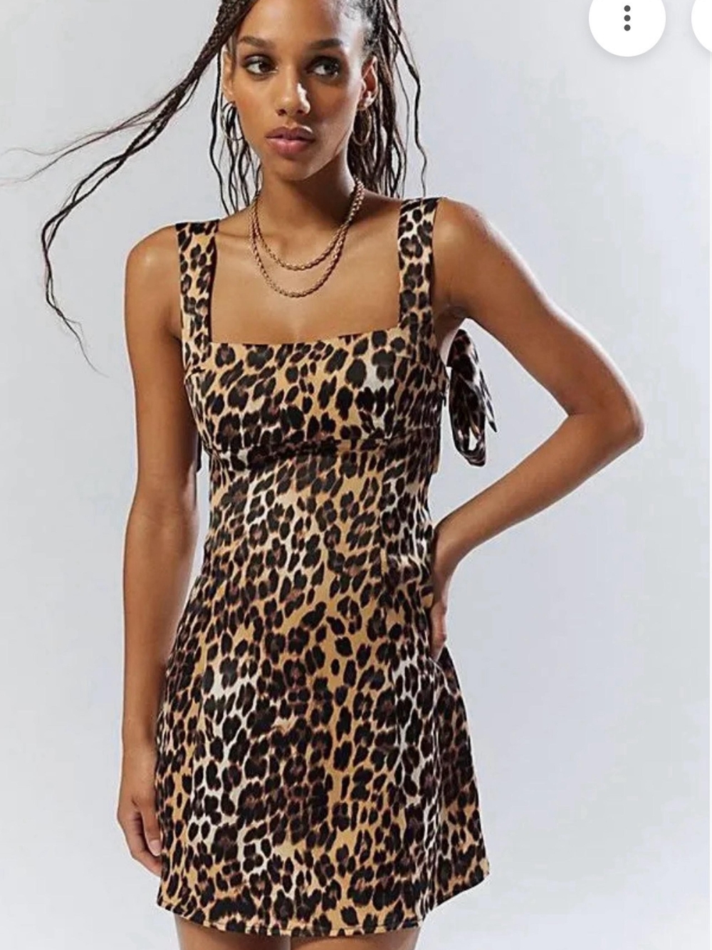silence + noise Leopard Square-Neck Mini Dress - Tan & Black
